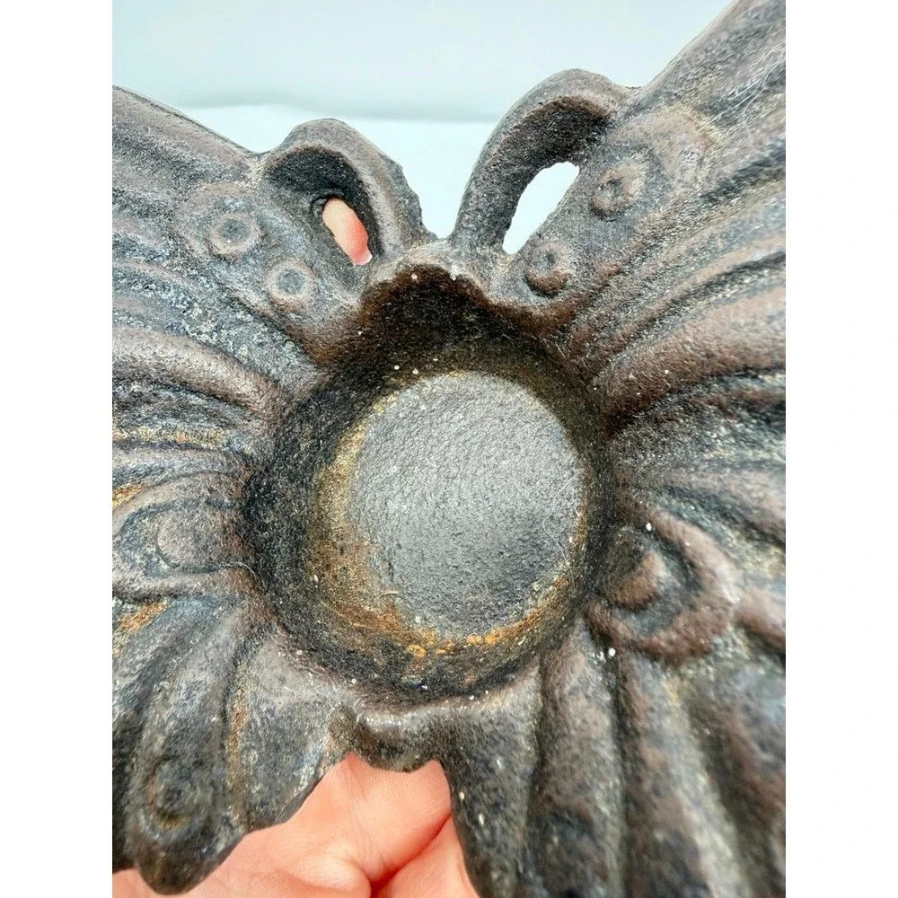 Cast Iron Butterfly Shaped Votive Candle Holder Rustic Primitive Nature Decor